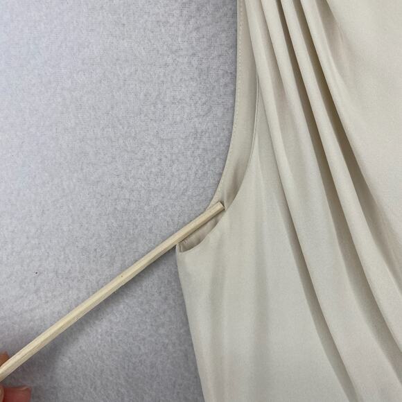 JOSEPH Dress 38 Silk Faux Wrap V-Neck Back Zip Sleeveless Lined Ylang Off White - Picture 14 of 15